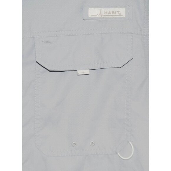 Habit Mens Gray Button Up Fishing Shirt Size M Solar Factor Short Sleeve - Picture 3 of 8
